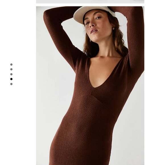 Free People (FP Beach) Trixie Sweater Ribbed Brown Maxi Knit Dress Size M - Picture 2 of 7